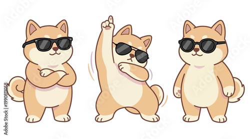 Three cartoon cats wearing sunglasses.