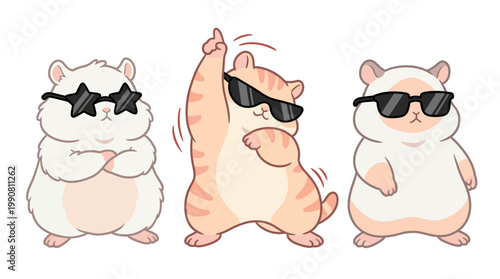 Three Hamsters Wearing Sunglasses Dancing 1.