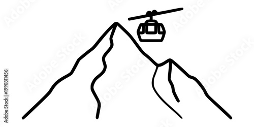 Urban Cable Car Gondola Silhouette Vector - Aerial Public Transport Icon