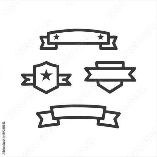 Vintage vector set of decorative ribbons and blank paper labels featuring old art scroll elements for business sign design and 3D metal icon illustration