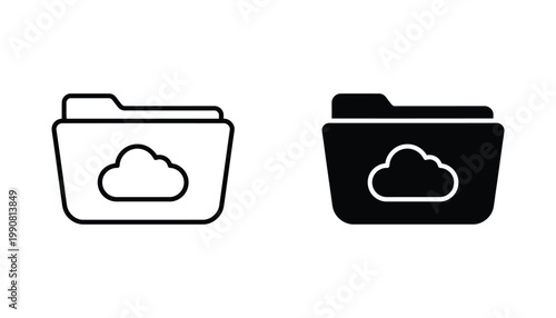 Folder with cloud icon representing cloud storage and digital file management systems for remote data backup and secure cloud computing infrastructure for business data organization tools