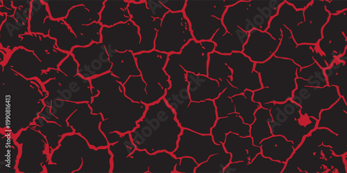 Red Cracked Texture Abstract Background — Black And Red Lava-Like Pattern For Design