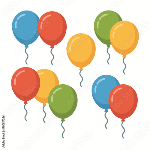 Colorful Flying Balloons Set for Birthday and Party Celebration