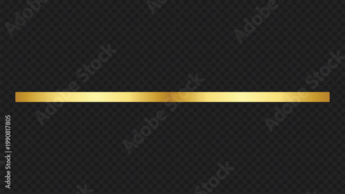 Horizontal golden gradient bar on transparent background