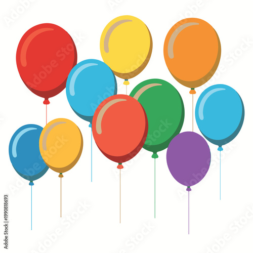 Colorful Flying Balloons Set for Birthday and Party Celebration
