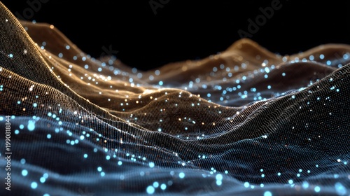Abstract digital landscape with glowing dots