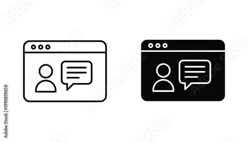User profile chat message interface text bubble in browser window vector illustration