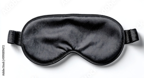 Luxurious black satin eye mask with elastic strap for sleep