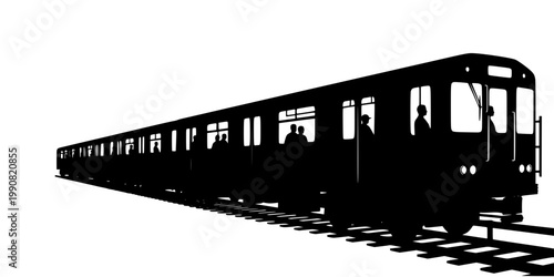 Subway Metro Car Silhouette Vector - Underground Railway Transit Icon