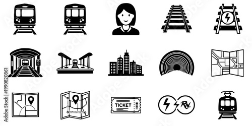 Subway Metro Car Silhouette Vector - Underground Railway Transit Icon
