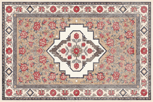 Konstfotografi Navajo and kilim printed Carpet with trending colors and texture in high resolut