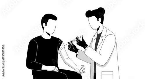 Doctor administering vaccine injection to patient in arm.