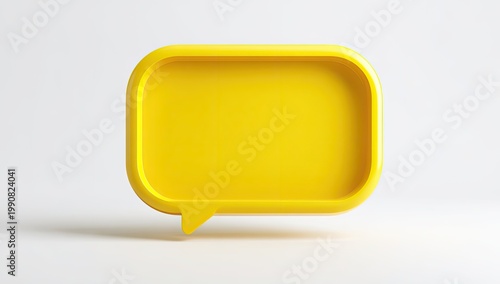 3D bright yellow speech bubble on a white backdrop