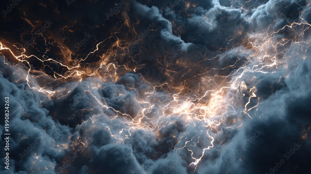 Fototapeta premium Dramatic storm clouds with lightning