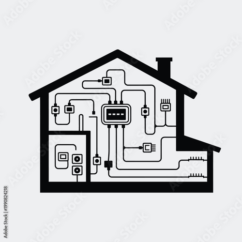 Diagram of a smart home s internal systems and connected devices