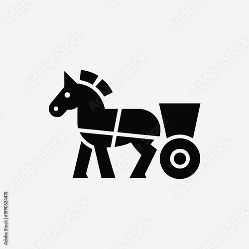 Simple black silhouette of the trojan horse a symbol of deception