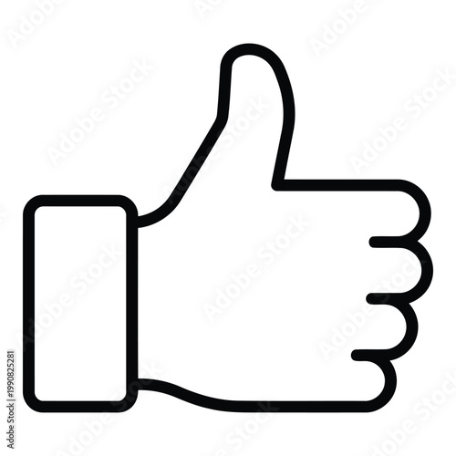 Black outline thumbs up hand sign.