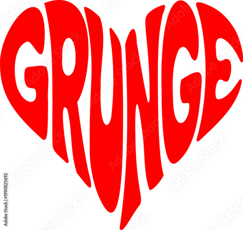 illustration of the word “Grunge” arranged in a heart shape.	