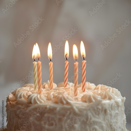 Close up of candles on a birthday cake 