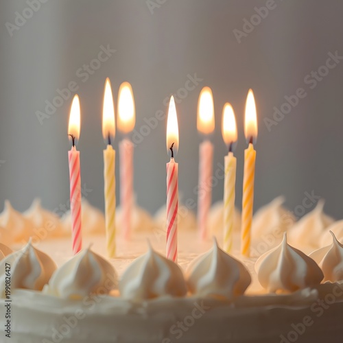 Close up of candles on a birthday cake 