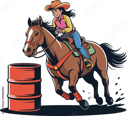 Cute cartoon a illustrator vector barrel racing