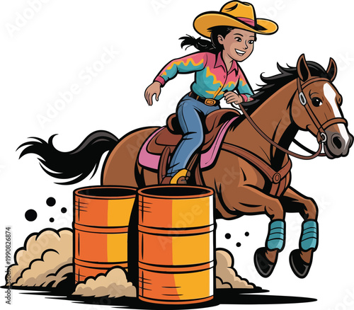 Cute cartoon a illustrator vector barrel racing