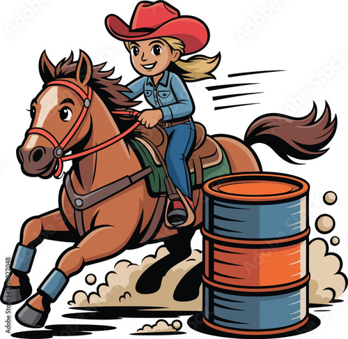 Cute cartoon a illustrator vector barrel racing