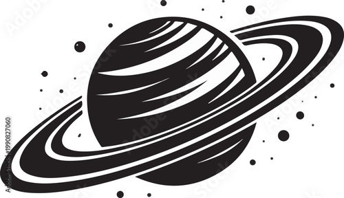 Saturn Style Planet with Large Ring – Iconic Astronomy and Space Concept Silhouette
