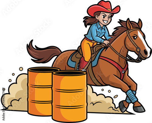 Cute cartoon a illustrator vector barrel racing