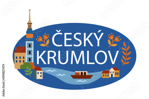 Brno folk city sticker. Czech landmark flat vector badge