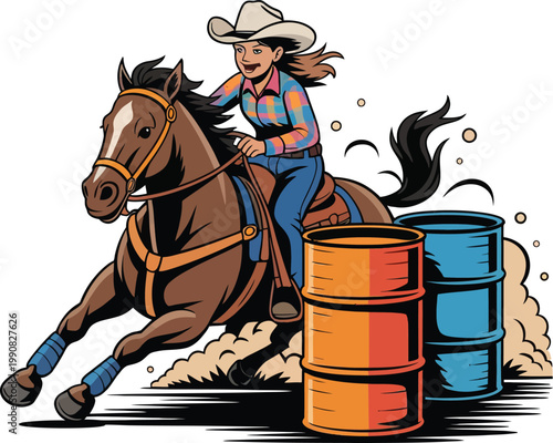 Cute cartoon a illustrator vector barrel racing