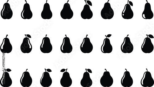 Pear fruit silhouette  minimalist black vector graphics for organic produce design