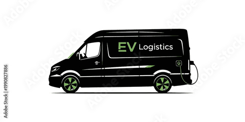 Electric Delivery Van Silhouette Vector - Last Mile Logistics Icon