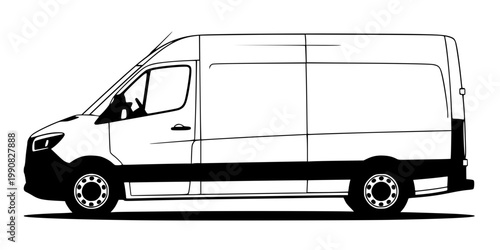 Electric Delivery Van Silhouette Vector - Last Mile Logistics Icon