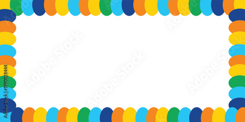 Colorful scallop frame border in seven rainbow colors,eps.10