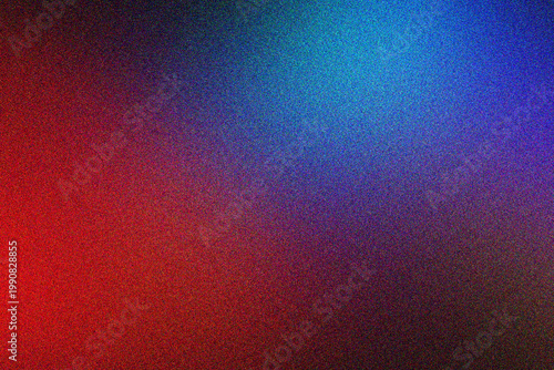 Textured grain background with dynamic blue and red color blend.