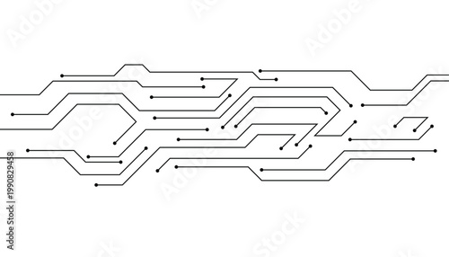 Complex circuit board trace routing with multiple directional arrows on white background, routing diagram