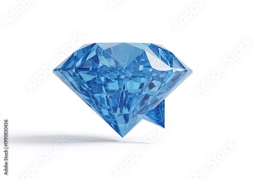 Blue diamond-shaped speech bubble with sharp facets casting subtle shadow