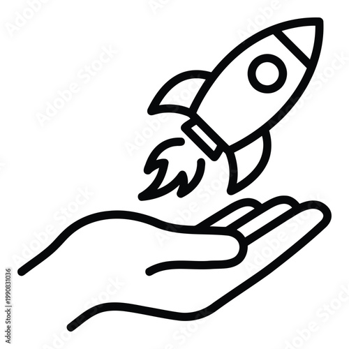 Hand launching a small rocket ship.