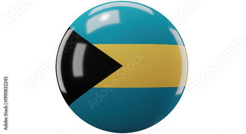 Free Download A shiny, three-dimensional sphere representing the national flag of the bahamas with its distinctive design. isolated on transparent background - GFXLoad
