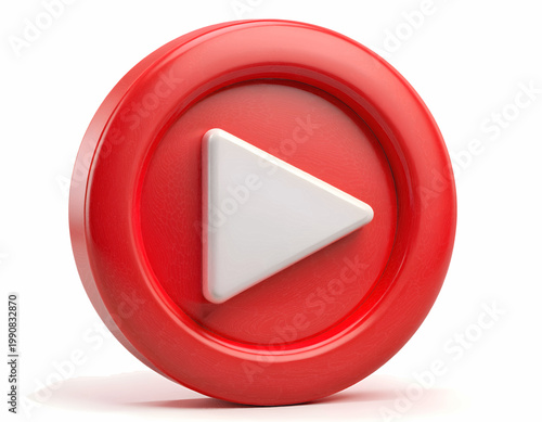 Vibrant 3D Play Button Icon for Media Control and Entertainment