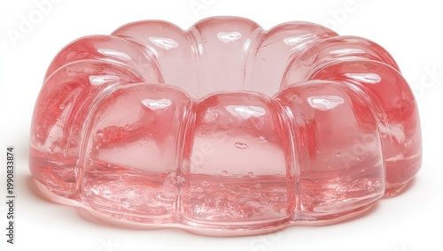 Transparent pink ring-shaped dessert wobbles
