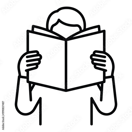 Person reading a book closely.