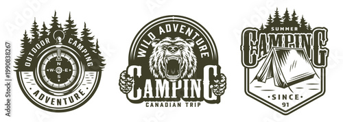 Nature-inspired camping logos