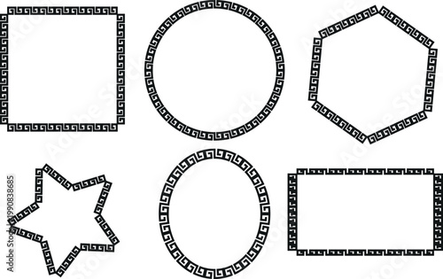 Greek key ornaments collection. Meander pattern set