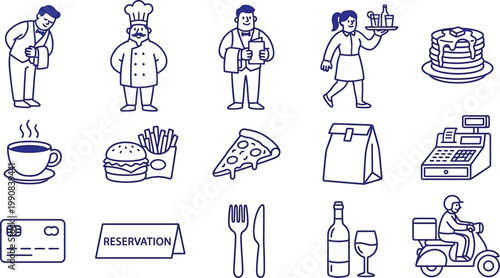 Set of restaurant and food service icons