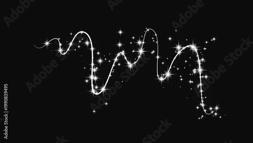 Silver glittering confetti wave and stardust