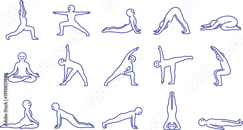 Set of yoga poses icons