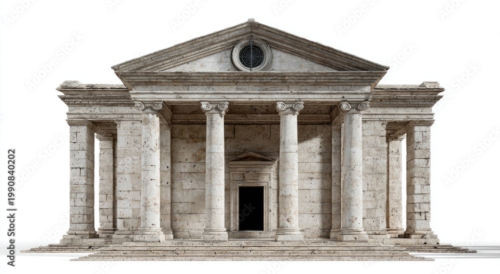 Fototapeta premium A majestic ancient stone temple with columns and a triangular pediment