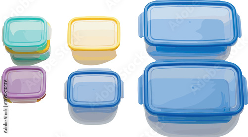 Plastic Food Storage Container Set with Lids in Various Sizes and Colors for Kitchen, Meal Prep, and Organization Design Projects